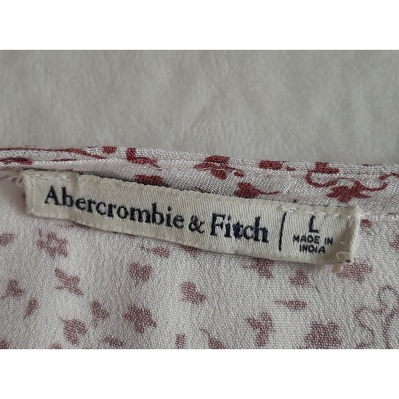 Abercrombie Fitch Sz Large Paisely Print Casual Lightweight Wrap Dress Red/White - Picture 8 of 11